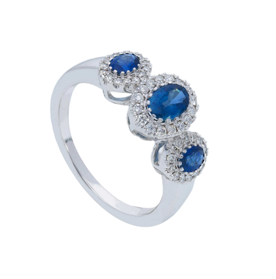 Anello Gioielleria Dossena  Donna in Oro bianco Zaffiro blu 0.94 Ct 270974ZB - 270974ZB